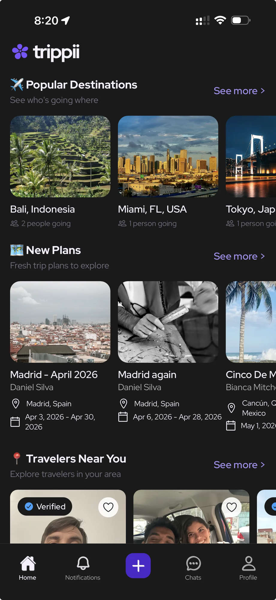 triippii.app — Home screen